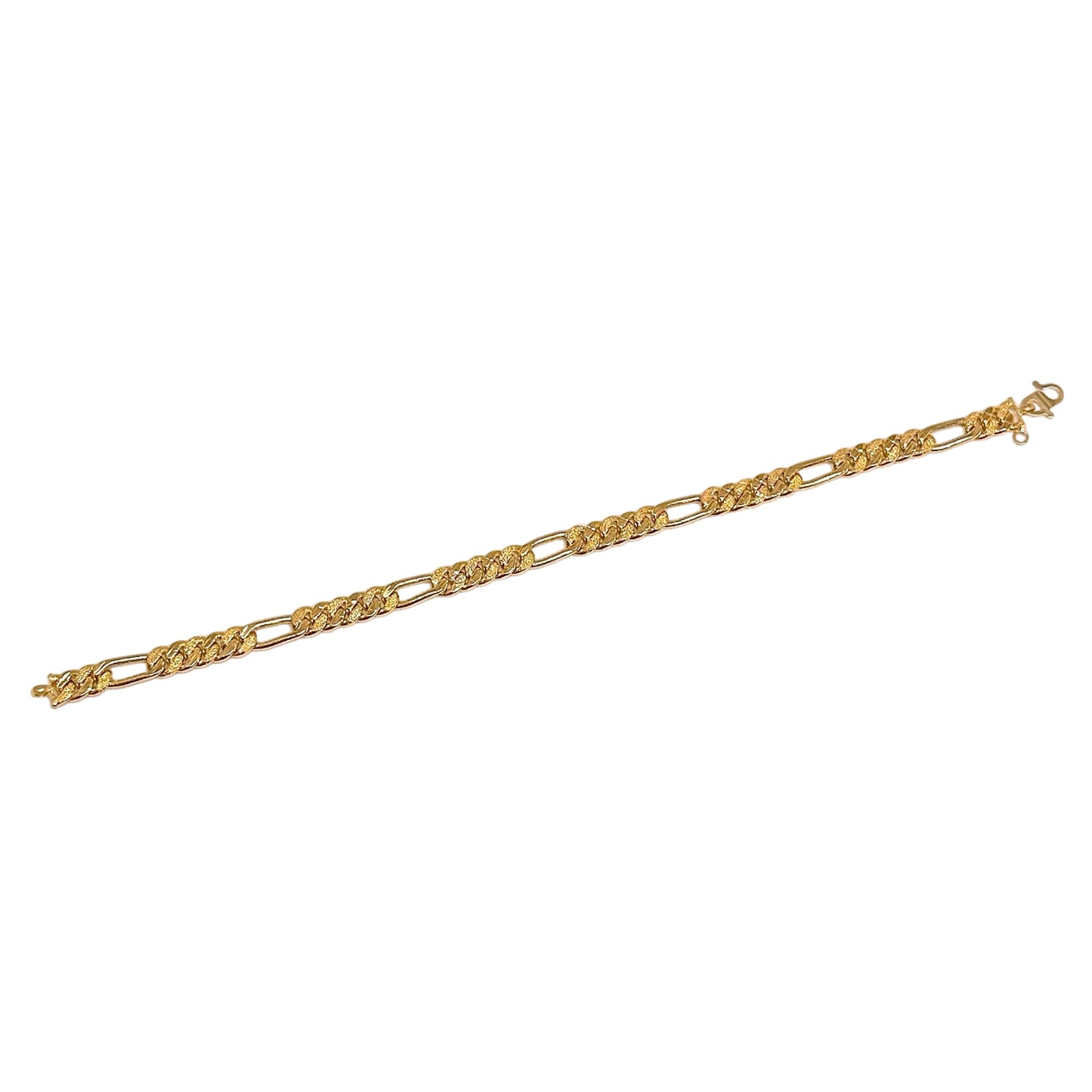 Classic Sanded Figaro Bracelet - Hollow