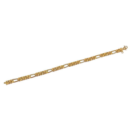 Classic Sanded Figaro Bracelet - Hollow