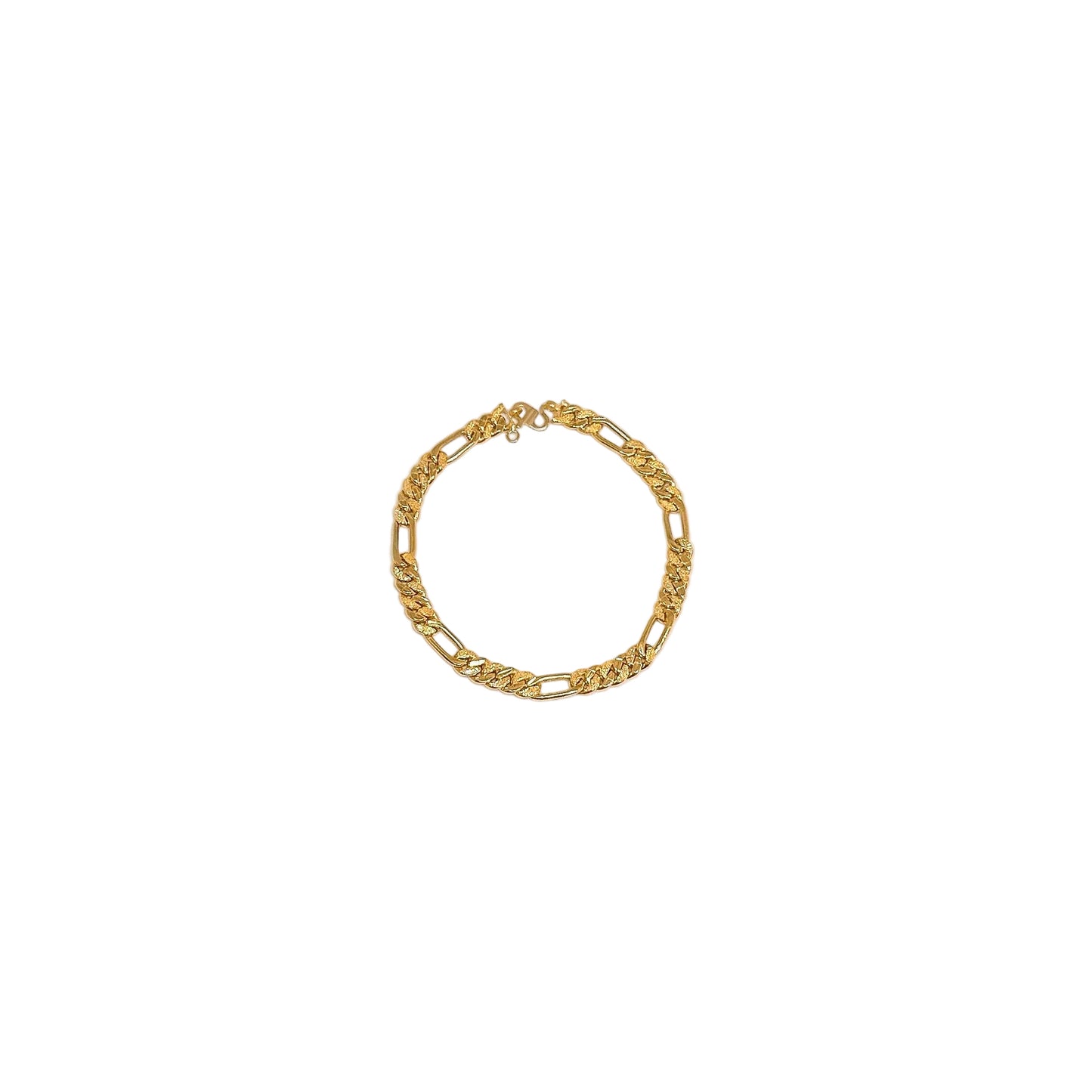 Classic Sanded Figaro Bracelet - Hollow