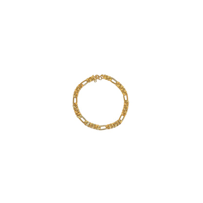 Classic Sanded Figaro Bracelet - Hollow