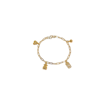 Dangling Charms Baby Anklet ( Shoe, Bear, 快乐, Bell )
