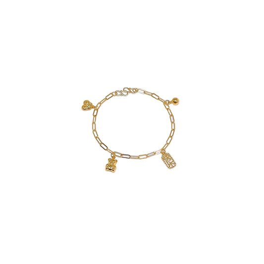 Dangling Charms Baby Anklet ( Shoe, Bear, 快乐, Bell )