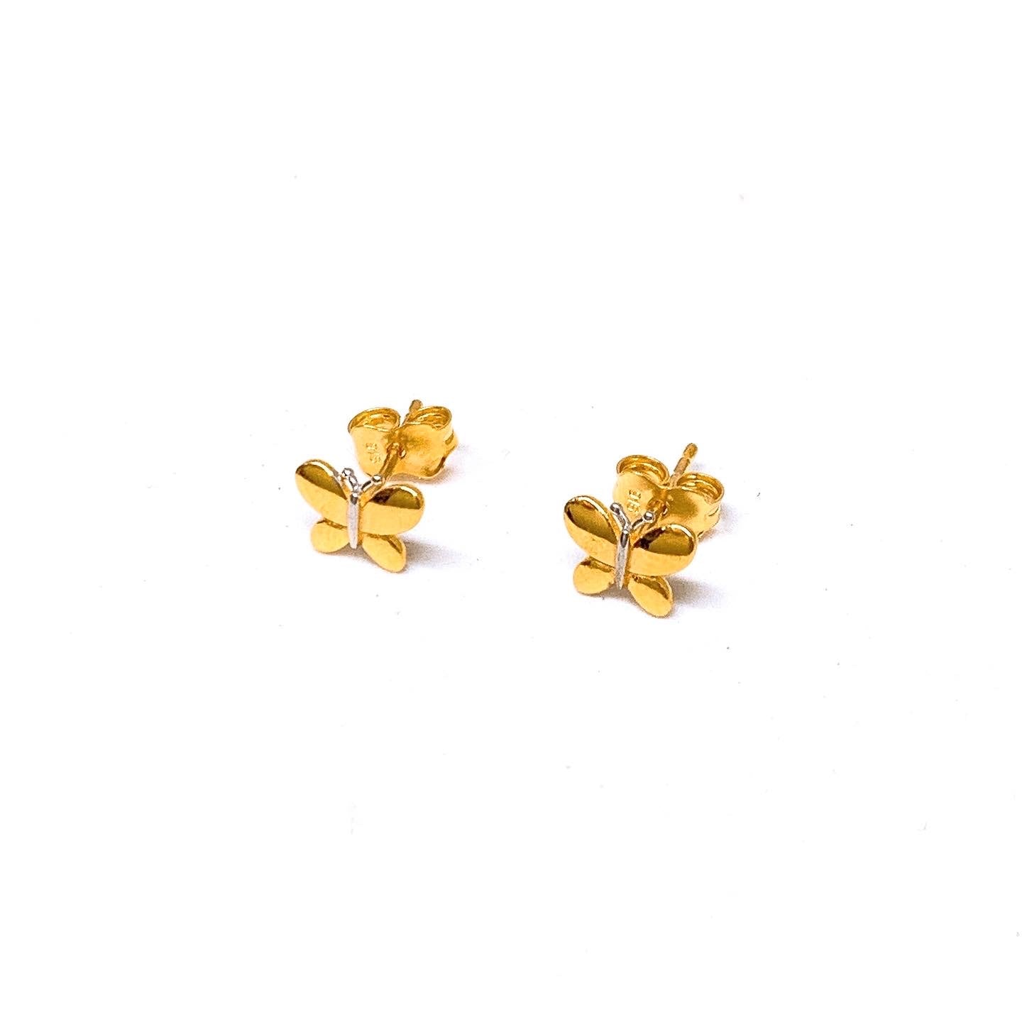 Two Tone Butterfly Earring Studs