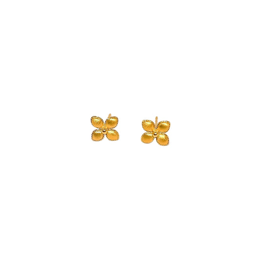 Four Petal Matte Floral Stud Earrings