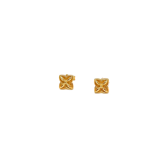 Quatrefoil Flower Stud Earrings