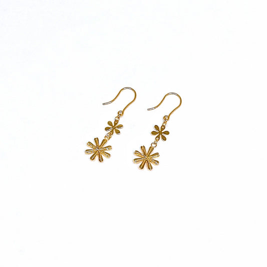 Double Bloom Drop Dangling Hook Earrings