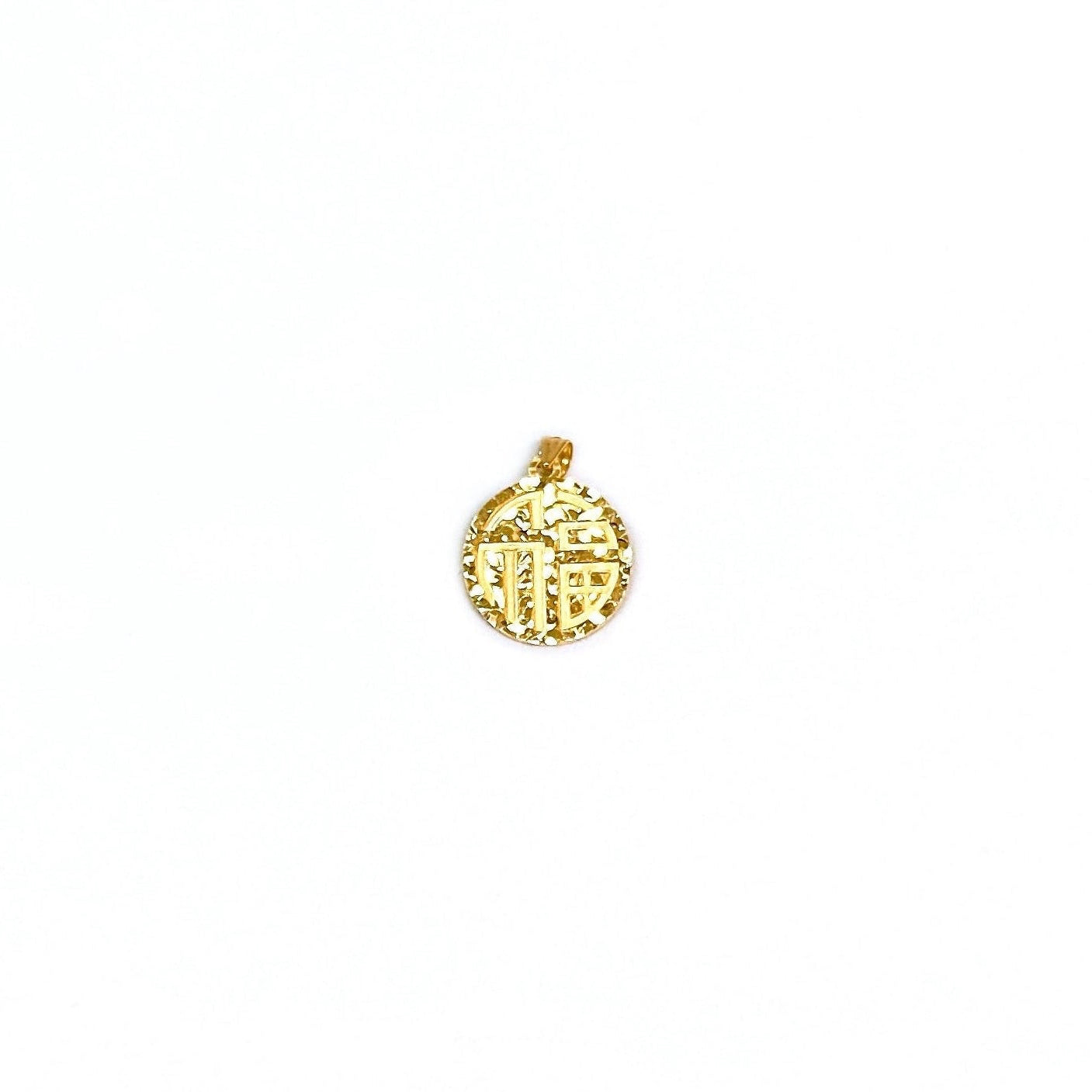 Sequin Round Lucky 福 Pendant