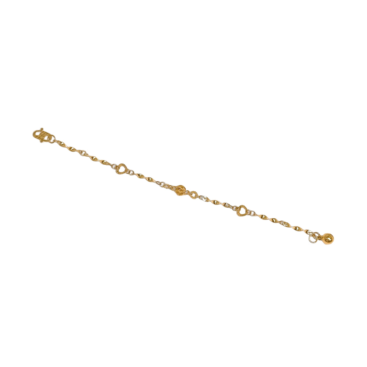 Twisted Bar Links With Ball & Heart Baby Bracelet