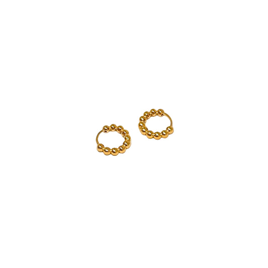 Polished Beaded Hoop Earrings
