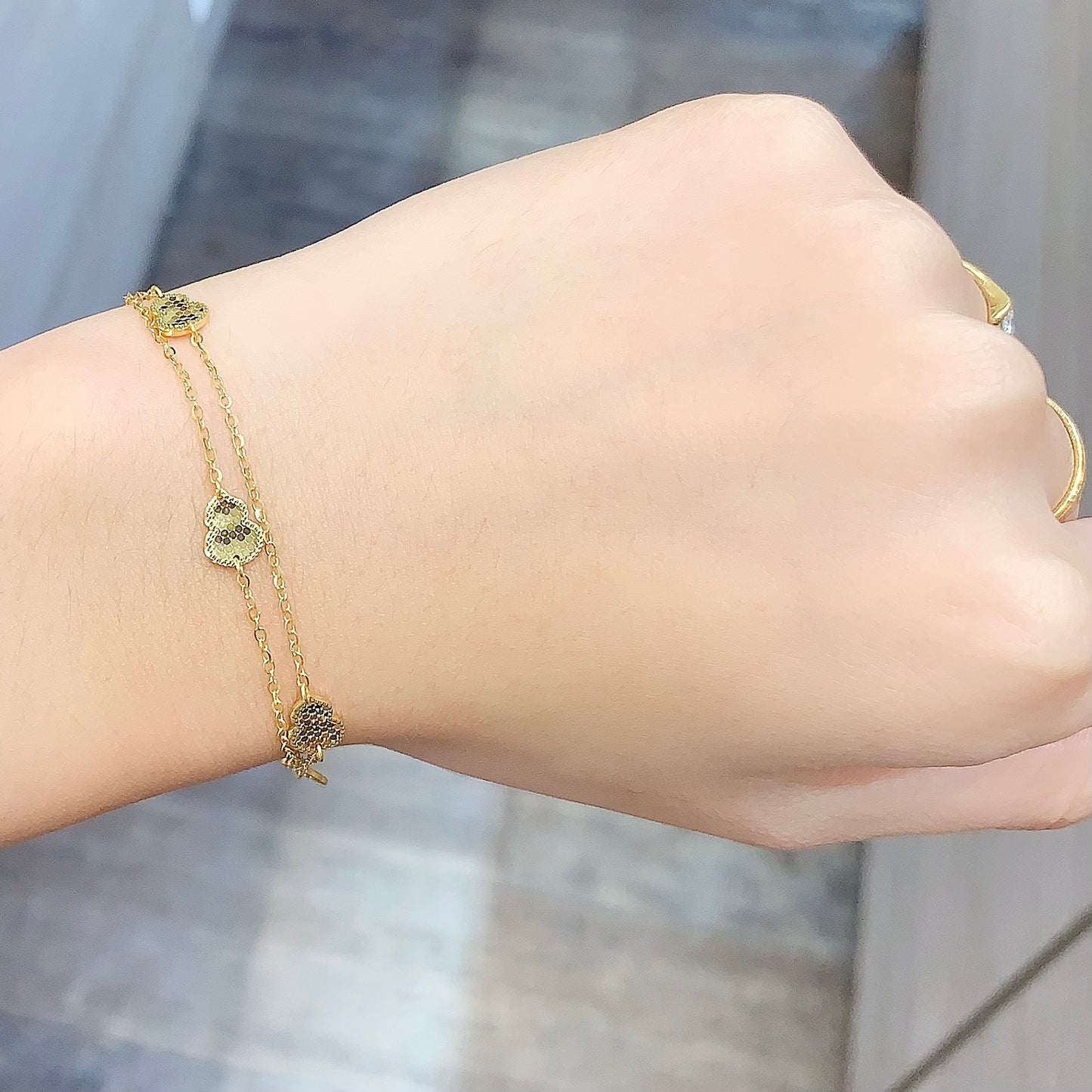 Sequin Gourd Double Chain Bracelet