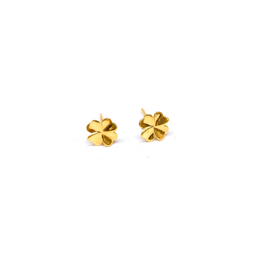 Polished Clover Earring Studs