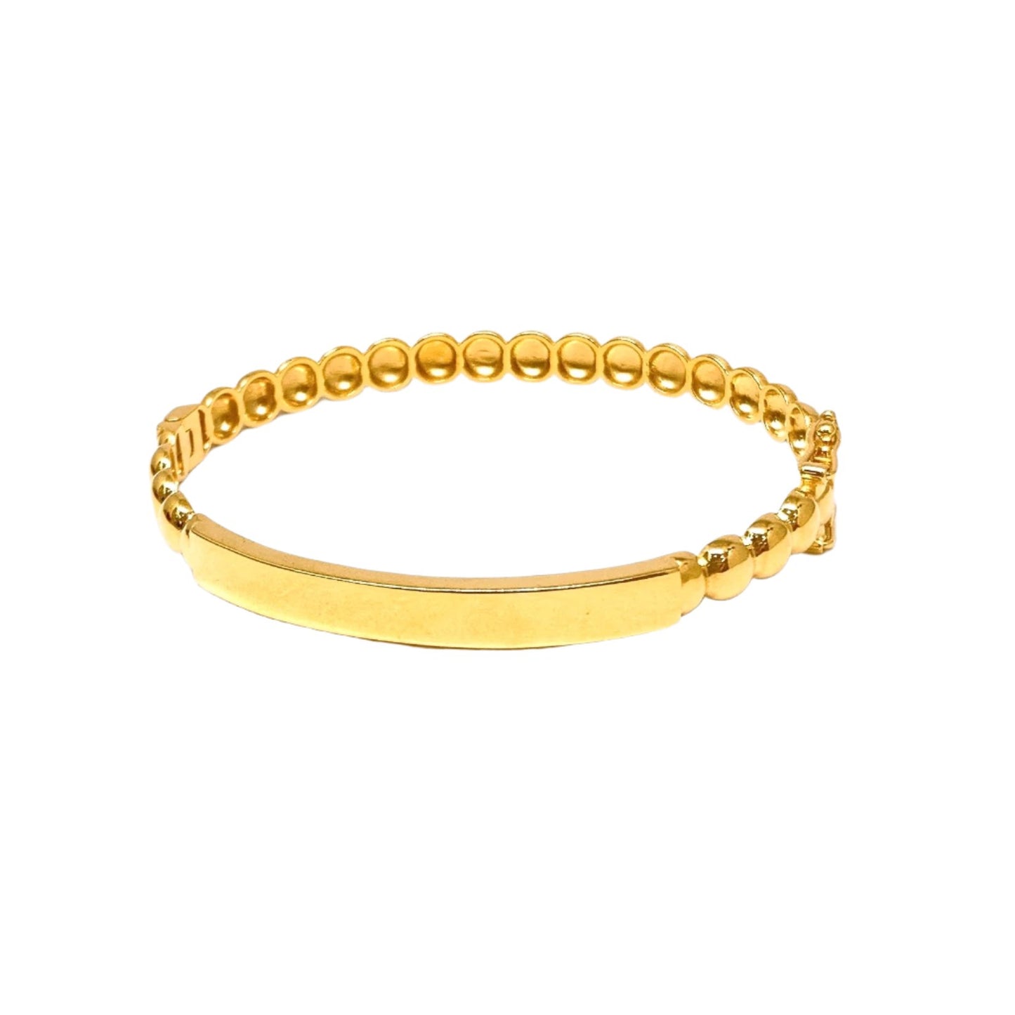 Polished Curved Bar & Beads Bangle - Oval