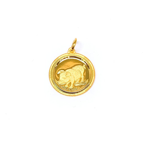 福 Zodiac Medallion Pendant - Pig