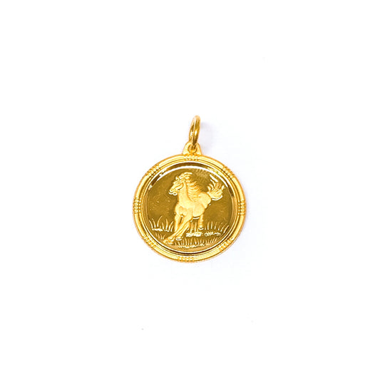 福 Zodiac Medallion Pendant - Horse