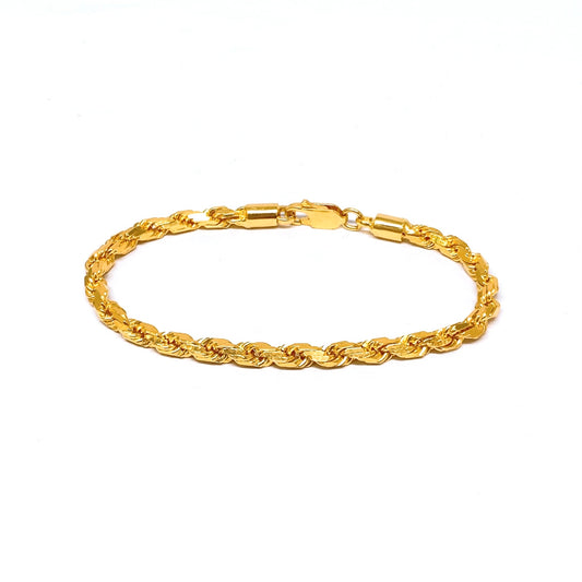 Solid Diamond Cut Rope Bracelet ( Lobster Clasp )