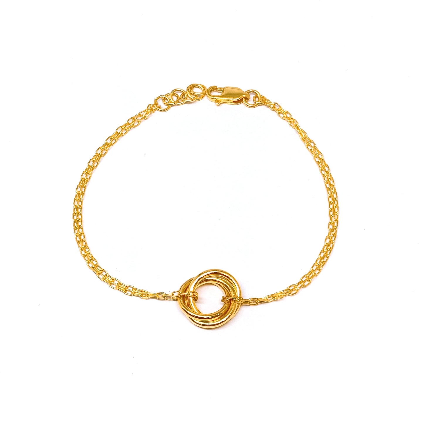 Interlinked Hoops Double Chain Bracelet