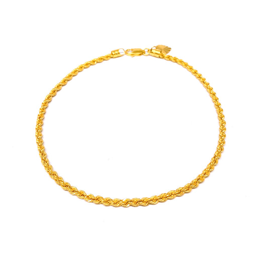 Hollow Rope Anklet With Heart ( Lobster Clasp )