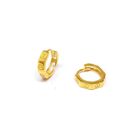 Octagon Screw Motif Earring Hoops