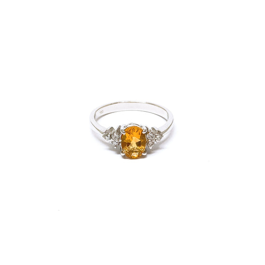 White Gold Oval Cut Yellow Topaz Ring