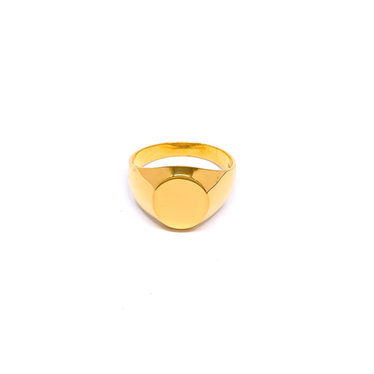 Round Signet Hollow Ring ( Polished )