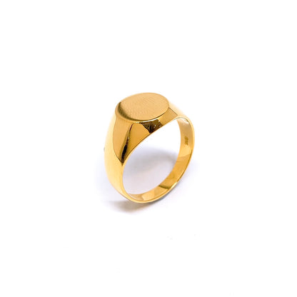 Round Signet Hollow Ring ( Polished )