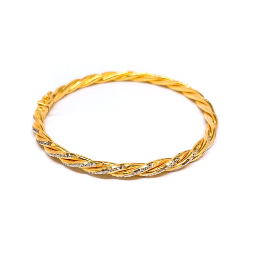 Two Tone Twisted Cutting Bangle - Round