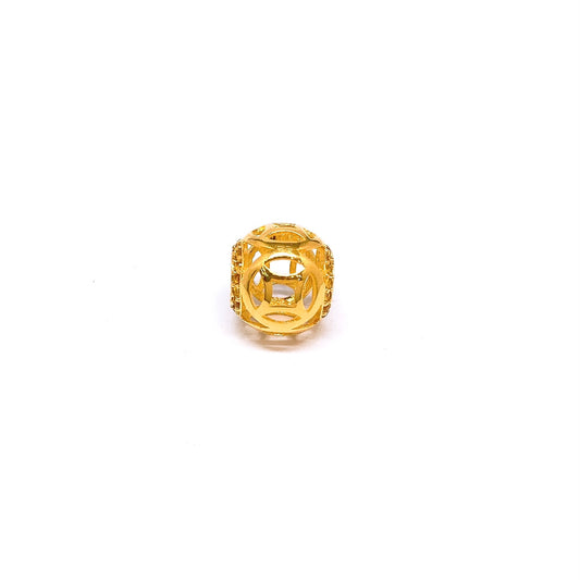 Coin Cut-Out Bead Charm ( Yellow Crystals )