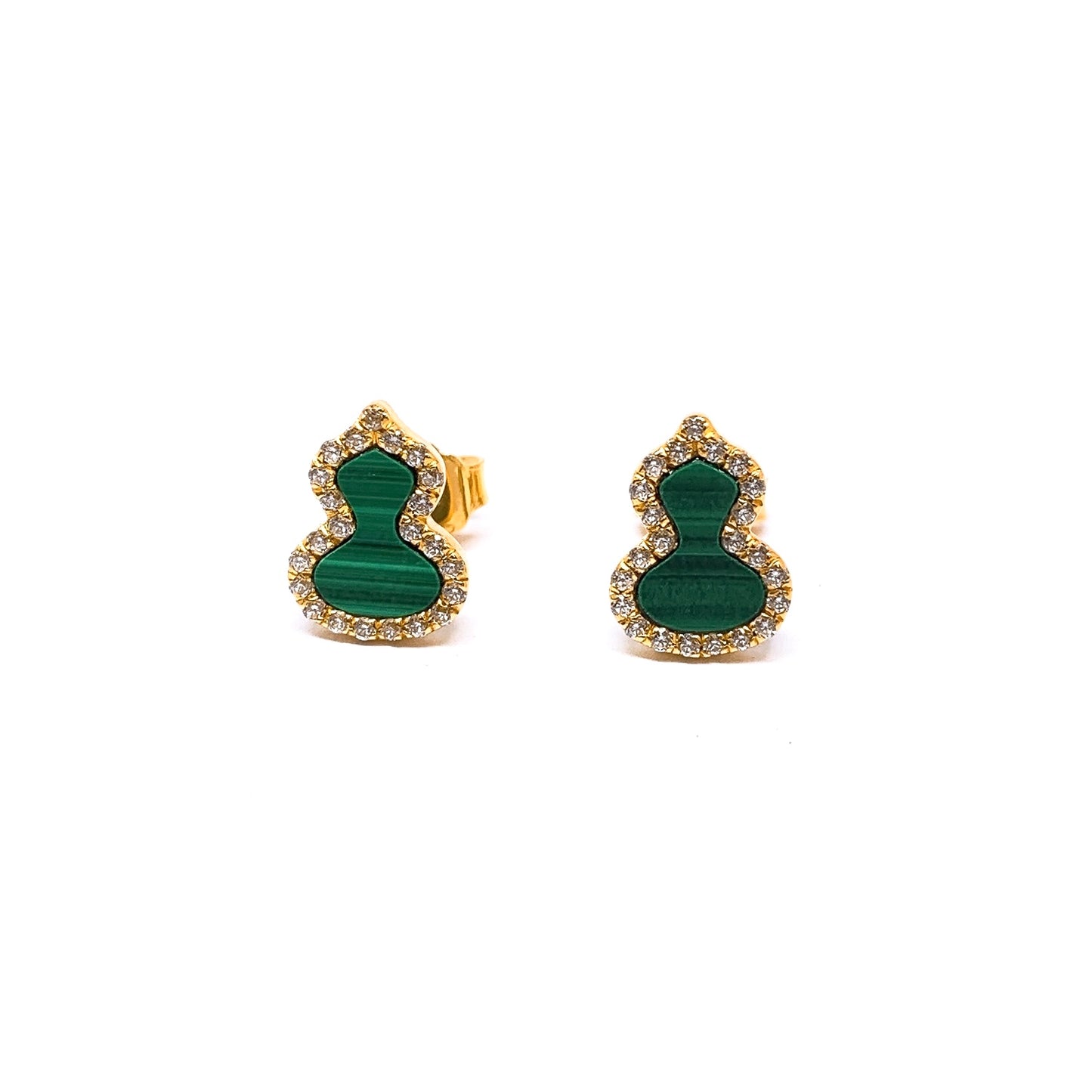 Blingy Gourd Earring Studs - Malachite