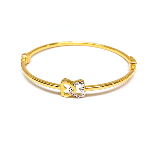 Two Tone Interlinked Hearts Bangle - Oval