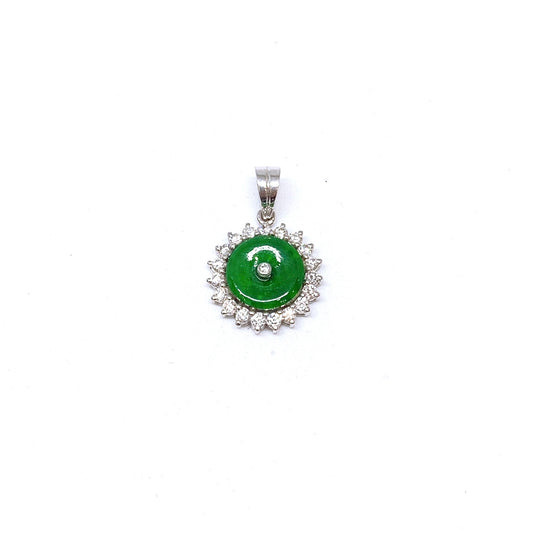 Petite Jade Donut Pendant ( White Gold and Diamonds )