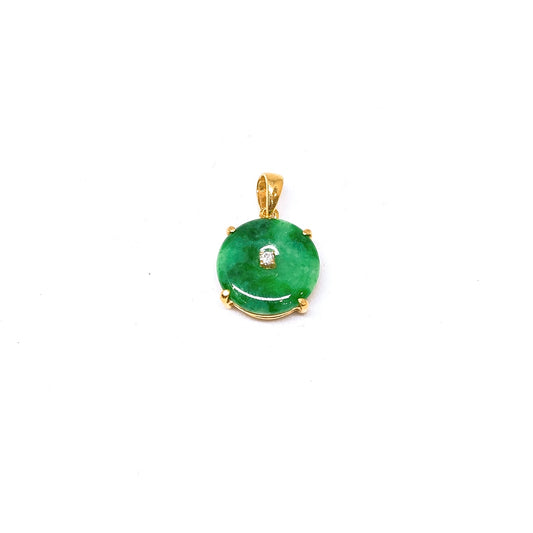 Petite Jade Donut Pendant ( Yellow Gold and Diamond )