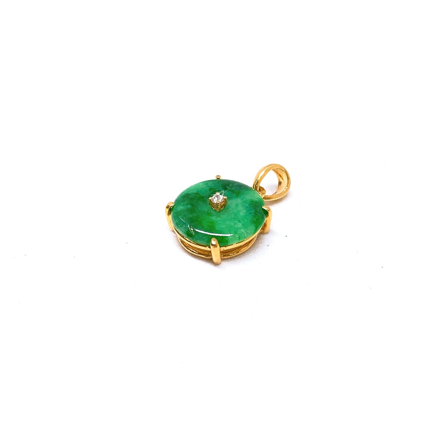 Petite Jade Donut Pendant ( Yellow Gold and Diamond )