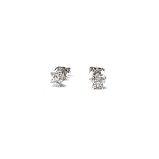 White Gold Diamond Flower Earring Studs