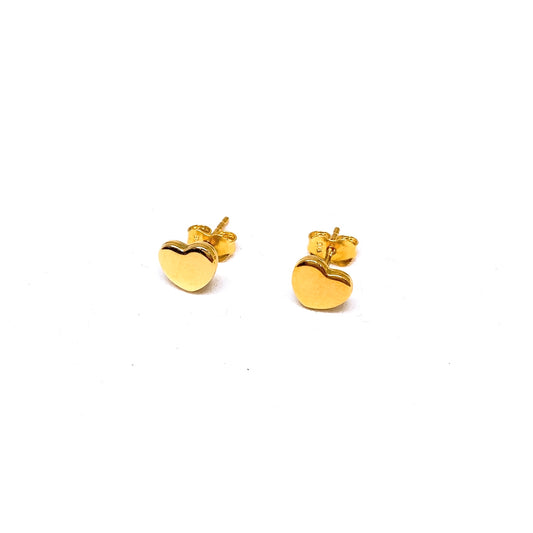 Flat Polished Heart Earring Studs