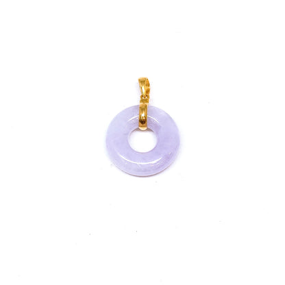 Lavender Jade Donut Pendant ( Yellow Gold )