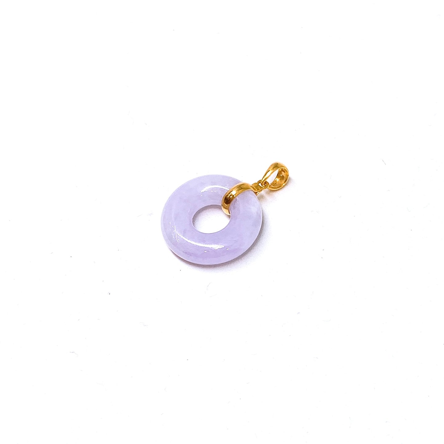 Lavender Jade Donut Pendant ( Yellow Gold )