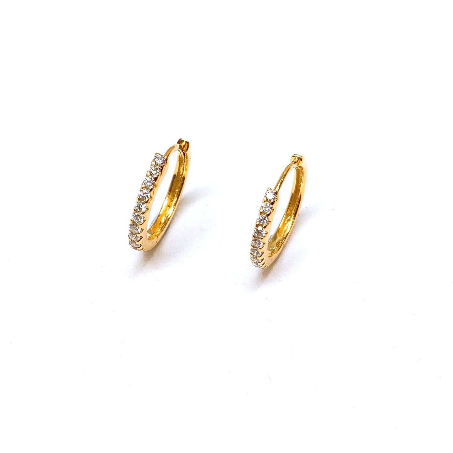 Yellow Gold Diamond Earring Hoops