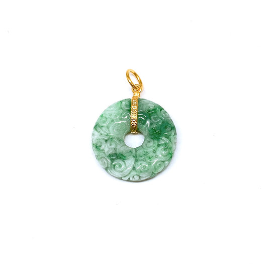 Jade Donut Pendant ( Yellow Gold )