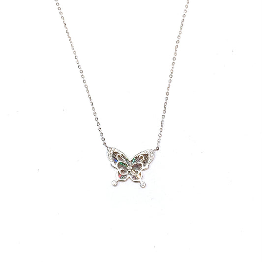 White Gold Diamond Butterfly Necklace Set