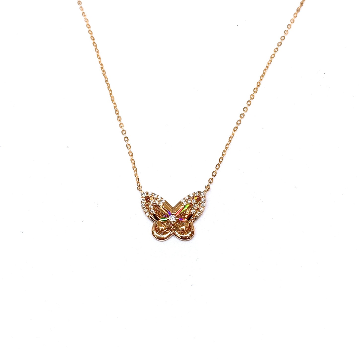 Rose Gold Diamond Butterfly Necklace Set