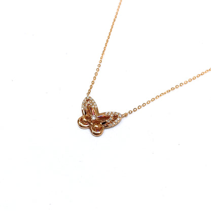 Rose Gold Diamond Butterfly Necklace Set