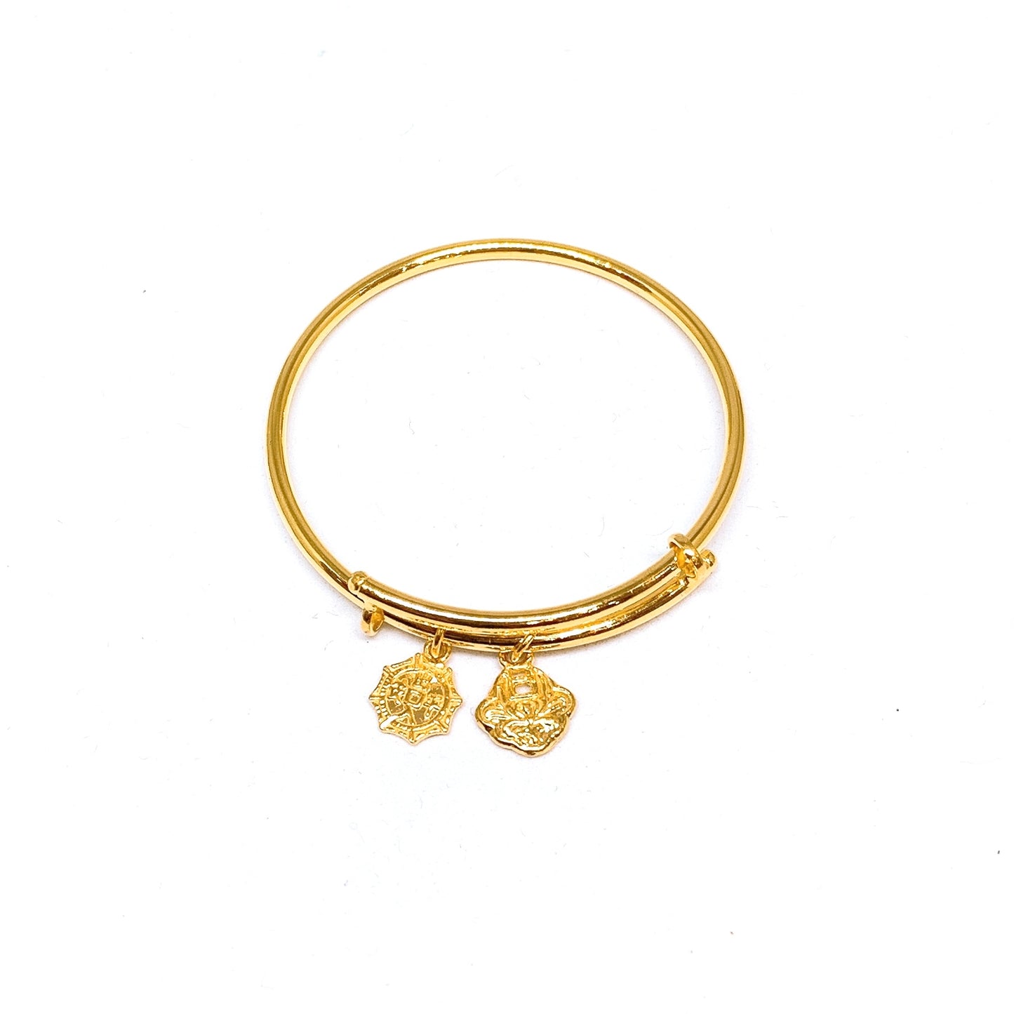 Adjustable Round Baby Bangle ( Dangling 八卦 and 平安锁 Charms )