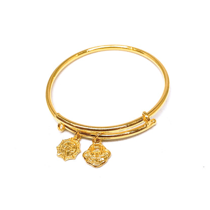 Adjustable Round Baby Bangle ( Dangling 八卦 and 平安锁 Charms )