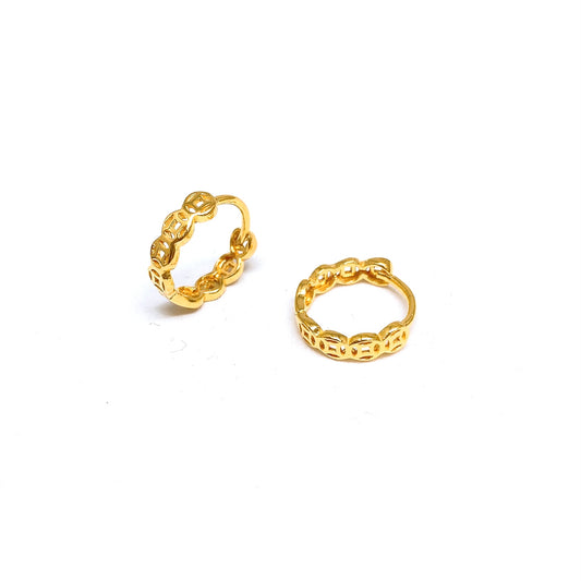 Polished Coin Link Earring Hoops