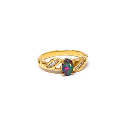 Yellow Gold Oval Cut Opal Ring