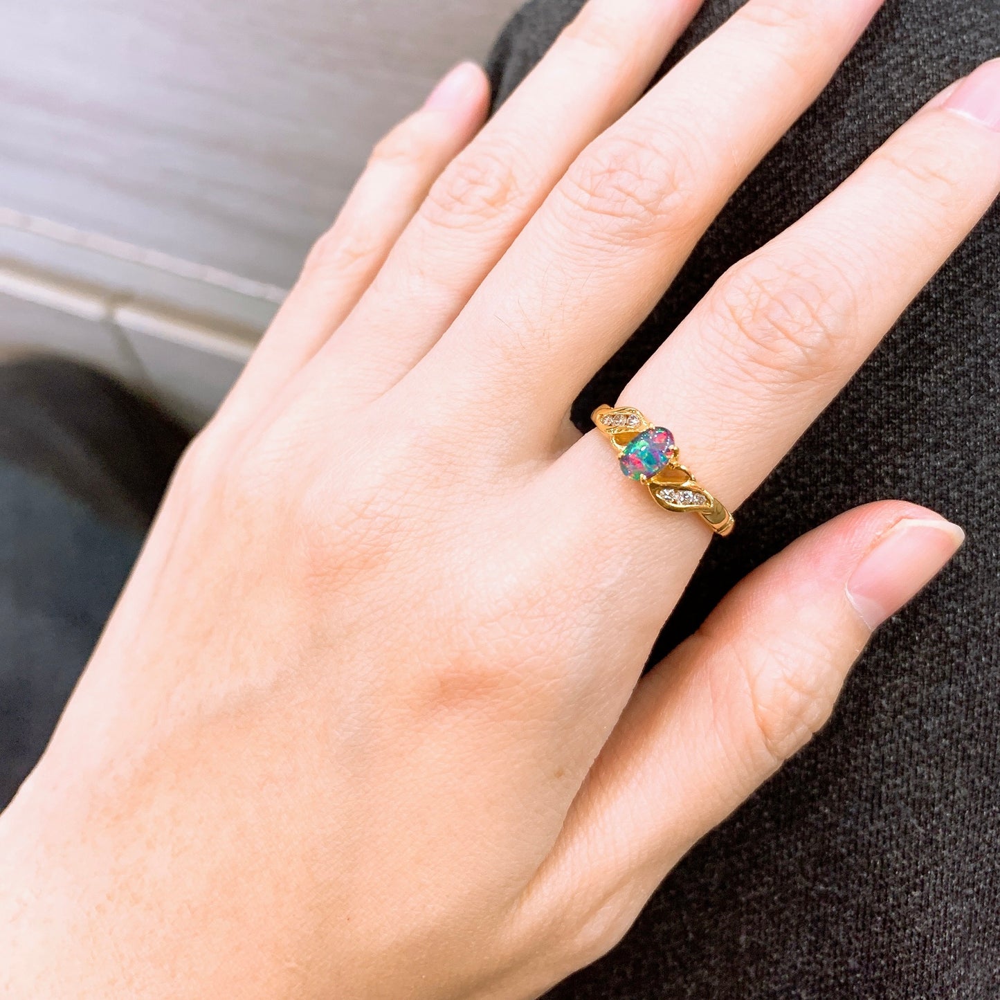 Yellow Gold Oval Cut Opal Ring