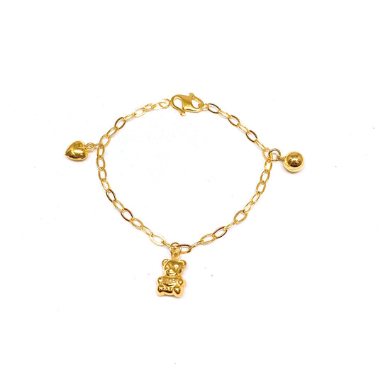 Dangling Charms Baby Bracelet ( Bell, Bear, Heart )