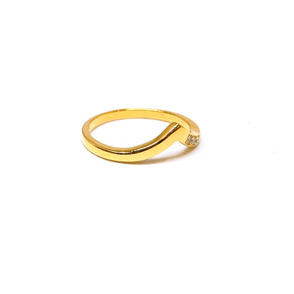 Yellow Gold V Cut 3 Diamond Ring