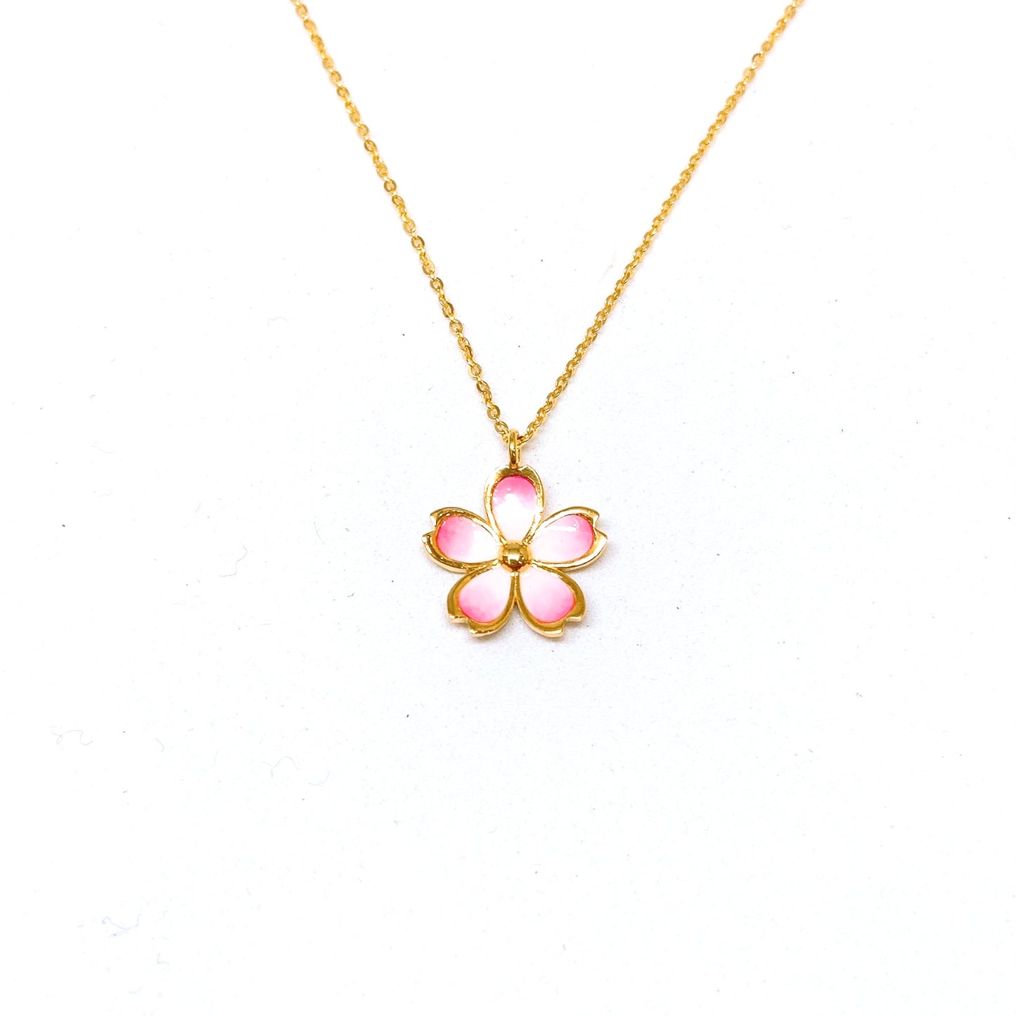 Ombre Pink Enamel Floral Necklace Set