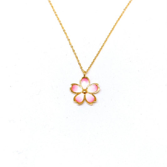 Ombre Pink Enamel Floral Necklace Set